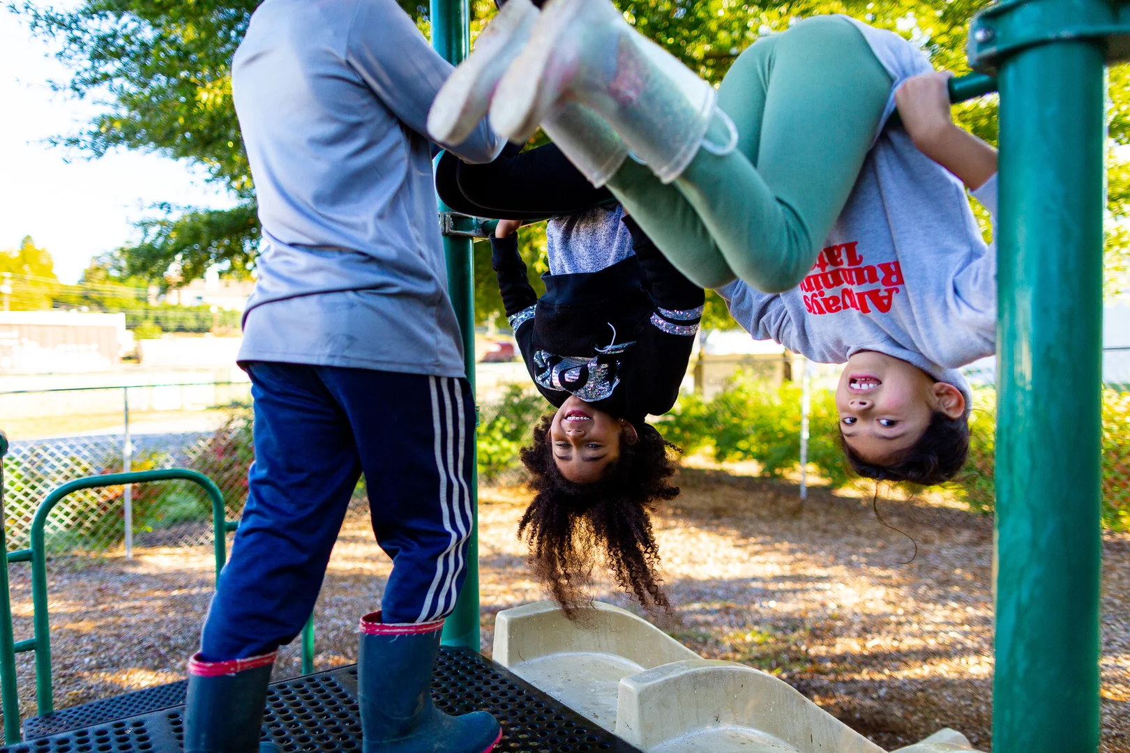 Children in greenway river park