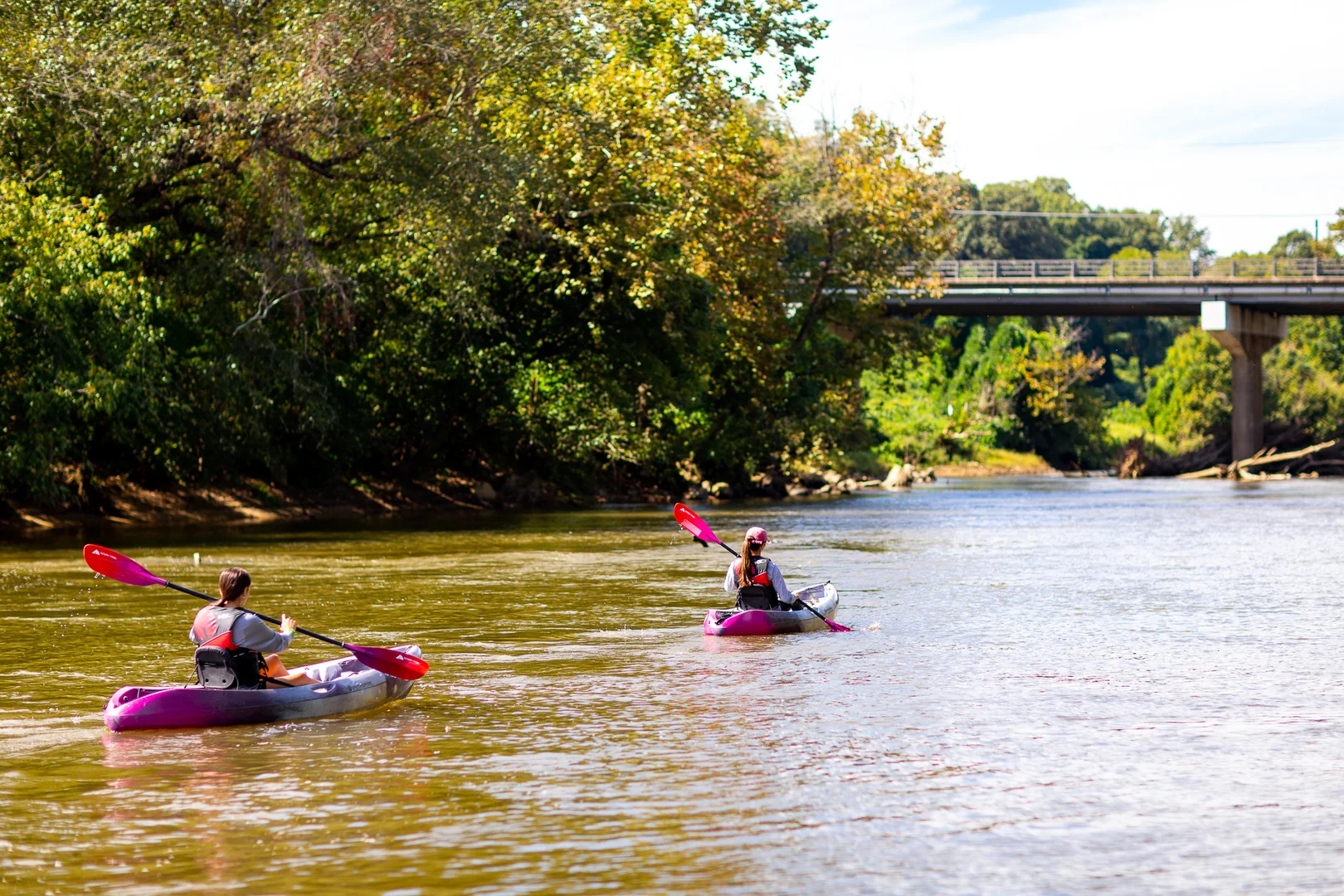 Kayak or canoe in river